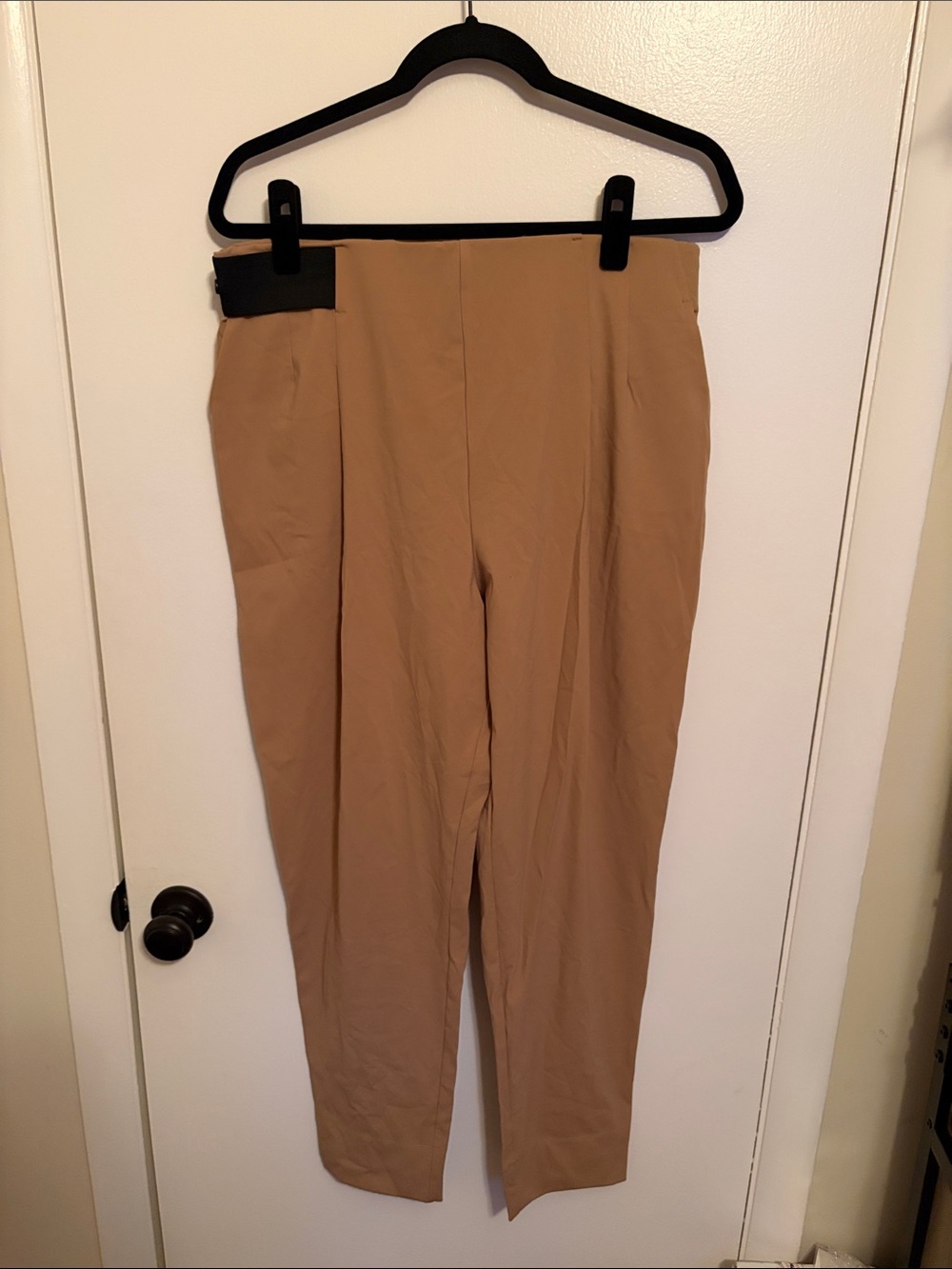 ADAY Tan Straight-Leg High-Waist Trousers